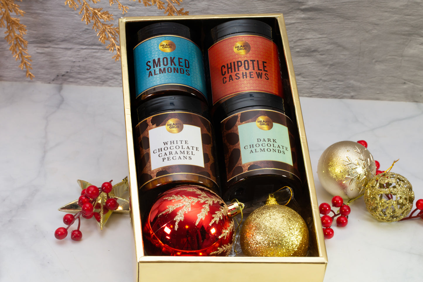 Chrsitmas Gifts. Holiday Gifts. Made in UAE. Gourmet Gifting. HeartiGrub. Nut Butters. Home Delivery. Jams. Chocolates.