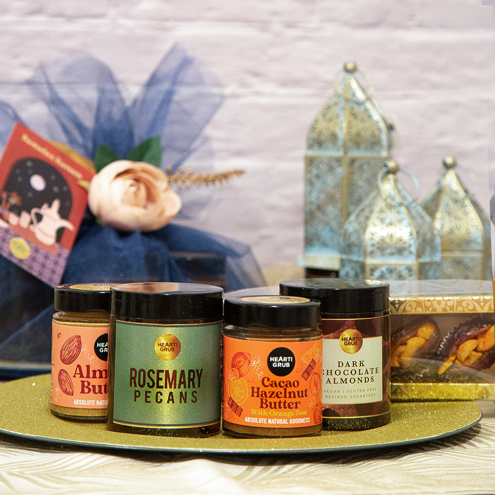 Ramadan Gourmet Gifts. Gift Hampers and baskets. Corporate Gifting. Vegan. GF. Keto. Delivery throughout UAE. HeartiGrub