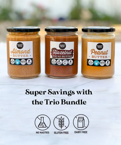 CACAO HAZELNUT + ALMOND + PEANUT BUTTER BUNDLE 500g