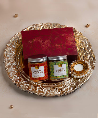 Bespoke Diwali gift. Golden Gift Platters. Specialty Nuts. Thoughtful gifts. No Nasties. Clean Ingredients. UAE. Dubai. Abu Dhabi. Sharjah. Delivery throughout UAE. Nuts. Nut Butters

