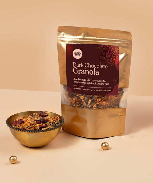 Dark chocolate Granola. no nut Granola. heartiGrub. Delivery throughout the UAE.
