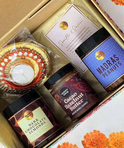 Bespoke Diwali gift. Thoughtful gifts. No Nasties. Clean Ingredients. UAE. Dubai. Abu Dhabi. Sharjah. Delivery throughout UAE. Gift Hampers. Nuts. Nut Butters. Granolas. 