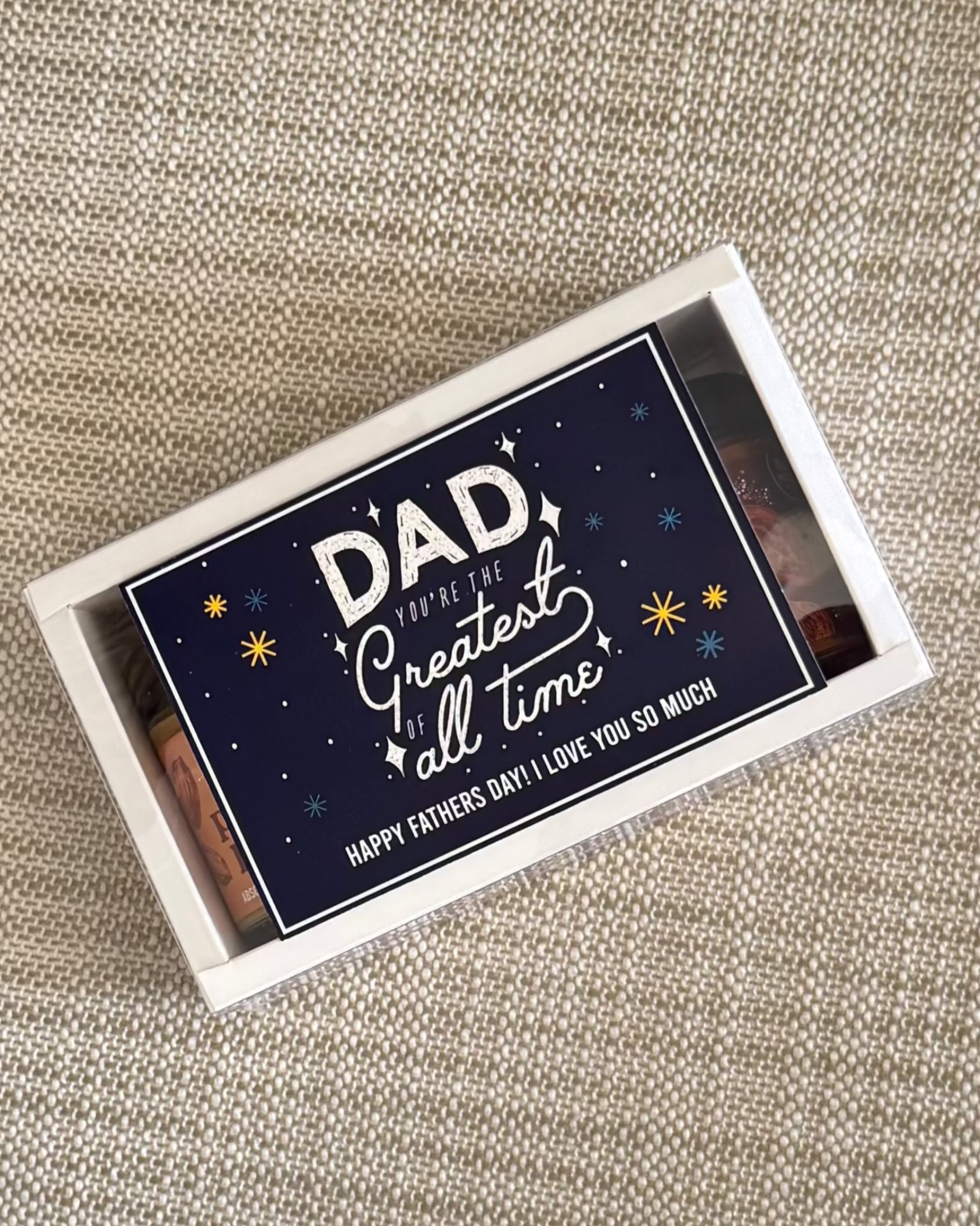Nut Butters  with a Father's Day message on a textured surface. Made in UAE by HeartiGrub. Clean Nut Butters.