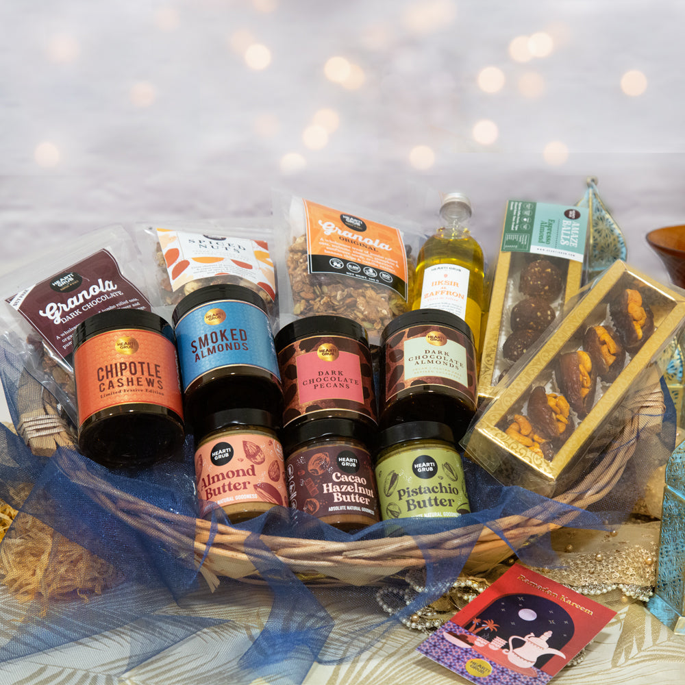 Ramadan Gourmet Gifts. Gift Hampers and baskets. Corporate Gifting. Vegan. GF. Keto. Delivery throughout UAE. HeartiGrub