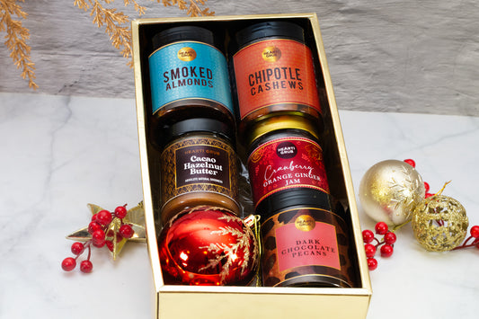 Chrsitmas Gifts. Holiday Gifts. Made in UAE. Gourmet Gifting. HeartiGrub. Nut Butters. Home Delivery. Jams. Chocolates.