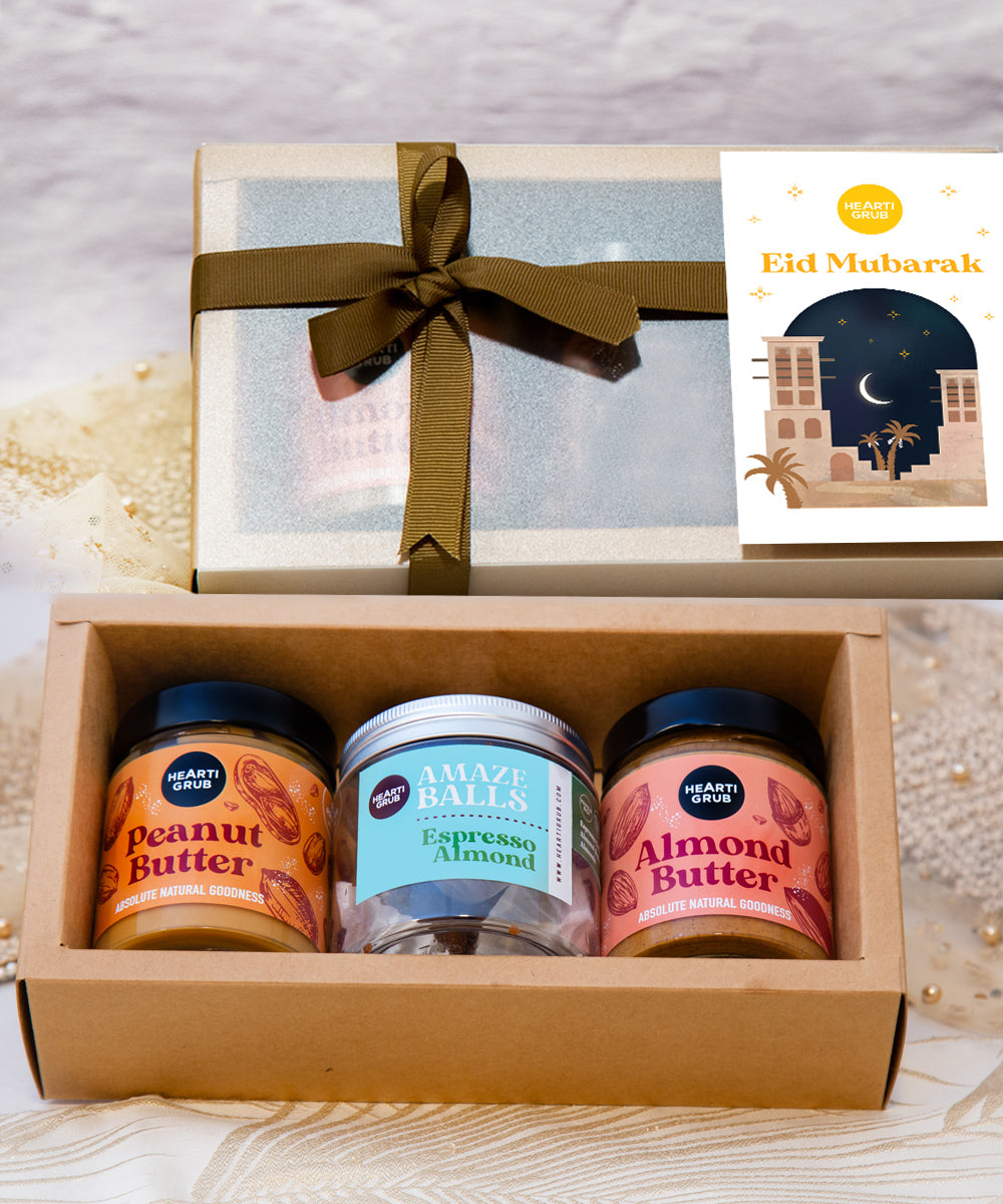 Eid Gifts. Ramadan Gourmet Delivery throughout UAE. Nut Butters.Ramadan Gourmet Gifts. Gift Hampers and baskets. Corporate Gifting. Vegan. GF. Keto. Delivery throughout UAE. HeartiGrub
