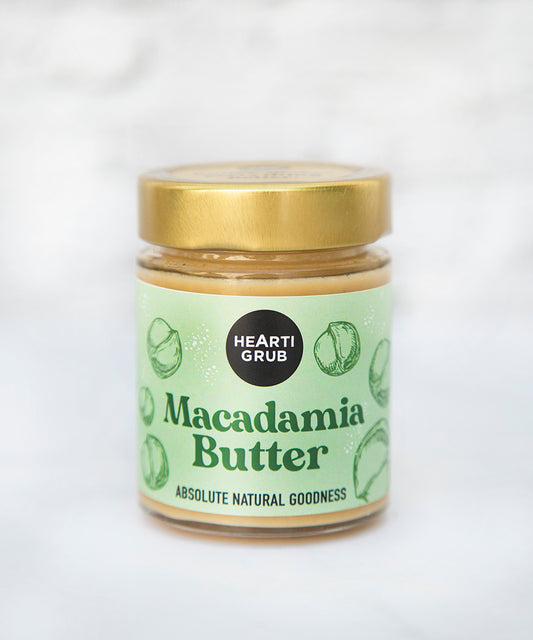 Macadamia Nut Butter with Golden Pure Honey. Clean Artisanal  Nut Butters made in Small Batches in sunny Dubai, UAE. Shop Local.  No Nasties. No Palm Oil.  Gifting Delivery throughout UAE. Vegan Options available.