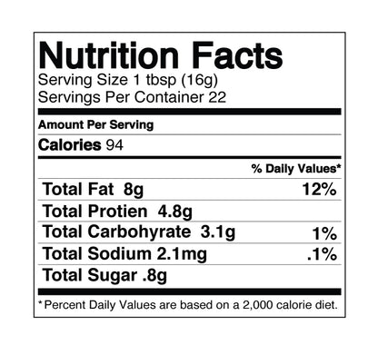 Nutriotinal value of Vegan Peanut Butter. HeartiGrub