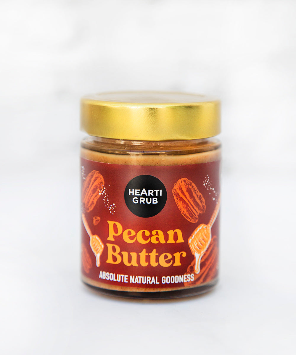 Artisanal Nut Butters mad ein Small BAtches, proudly in Dubai, UAE. The best Peanut & Almond Nut Butters in the world! Clean Ingredients. KETO. VEGAN. REFINED SUGAR FREE. PECAN BUTTER by HEARTIGRUB. UAE. Dairy Free Spread/ Nut butter. No Palm Oil. Gifting. Same Day Delivery in Dubai*.  We deliver throughout UAE.